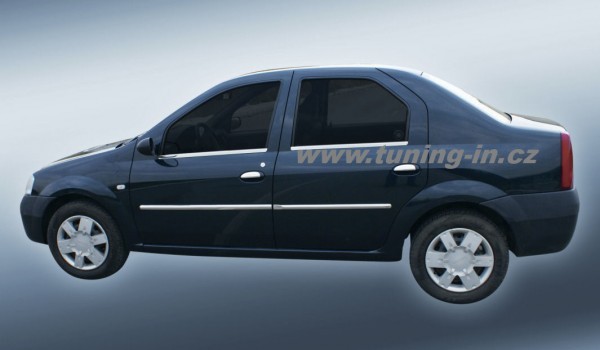 Dacia Logan - nerez chrom boční ochranné dveřní lišty  - OMSA LINE