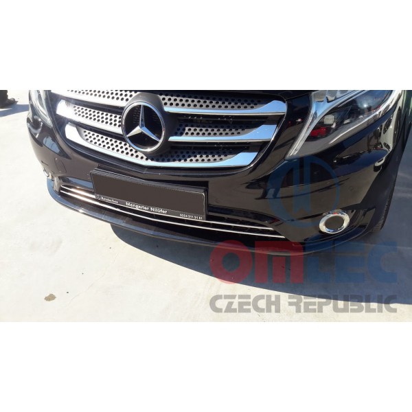 Mercedes Benz Vito W447 2014+ skříňová dodávka + Mixto - NEREZ chrom lišty předního nárazníku