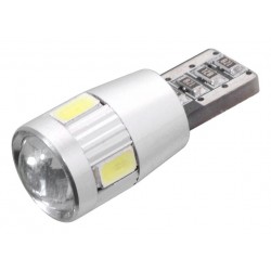 LED žárovka 6 SMD LED 12V T10 s rezistorem CAN-BUS ready bílá