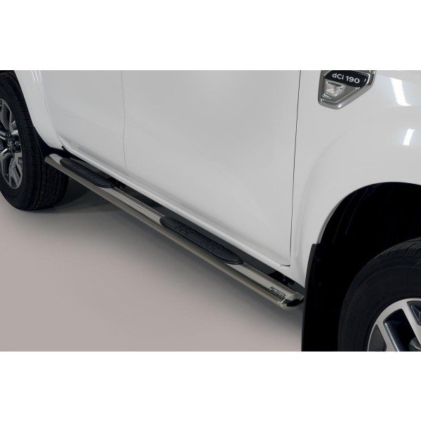 oválné boční nášlapy Misutonida se stupátky pro Renault Alaskan, od r.v. 2017-> , nerezové, 95x60mm