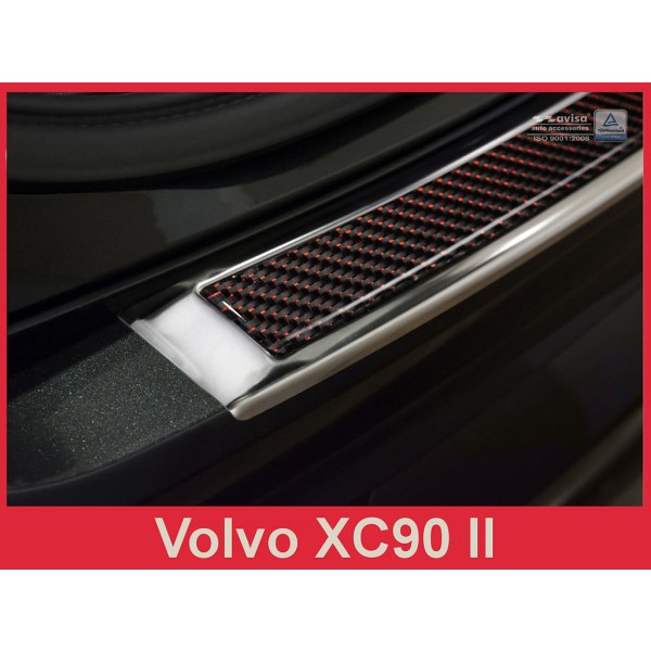 NEREZ Kryt prahu zadních dveří Volvo XC90 - nerez / červený karbon