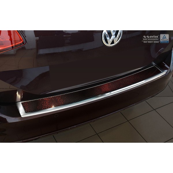 NEREZ Kryt prahu zadních dveří Volkswagen Passat B8 VARIANT - nerez / červený karbon