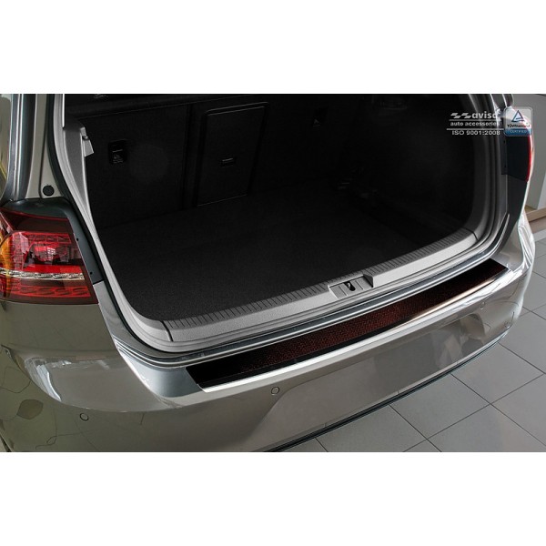 NEREZ Kryt prahu zadních dveří Volkswagen Golf VII 3/5dv. - nerez / karbon - červený