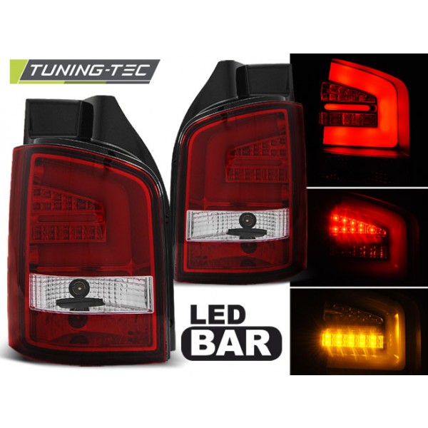VW T5 03-09 - zadní LED světla červeno bílá LED BAR