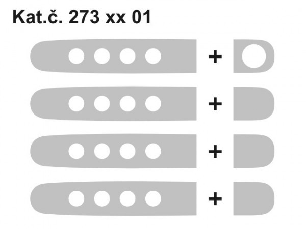 Škoda Octavia II / facelift - Kryty klik děrované, ABS černá metalíza (4+4 ks jeden zámek)
