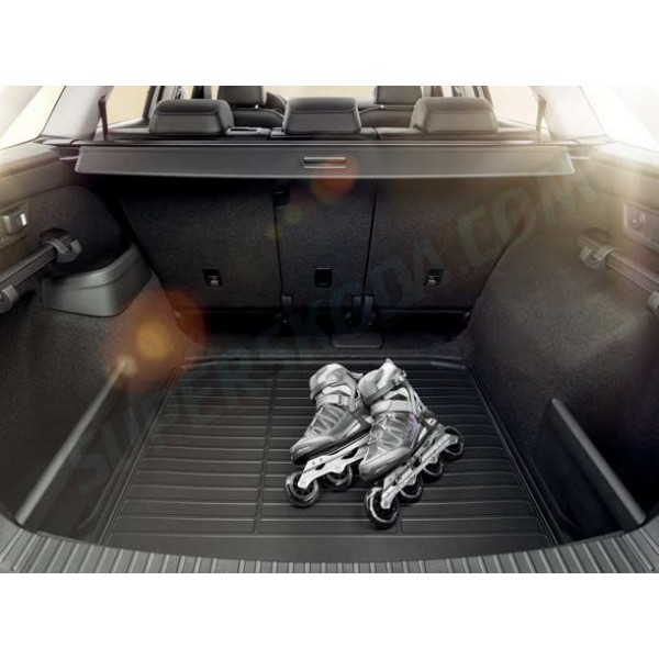 Škoda Kodiaq - textil/guma vana do kufru pro dvojitou podlahu s dojezdovým kolem