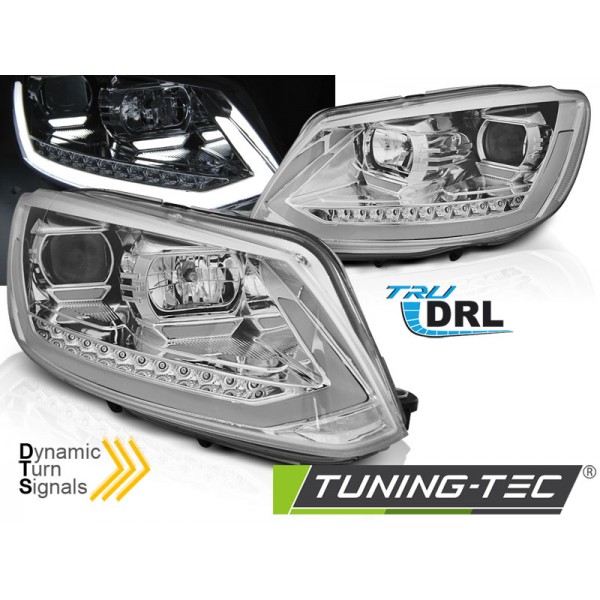 VW TOURAN 10-15 - přední chrom světla s LED denním svícením a dynamickým blinkrem
