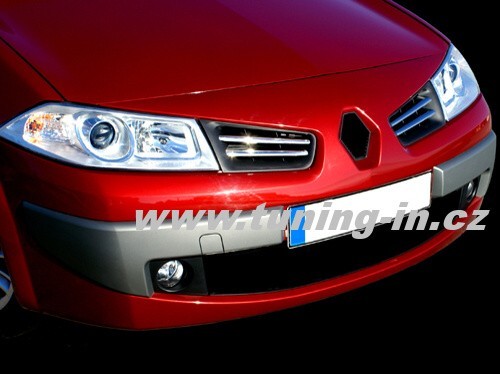 Renault Megane II 07-09 -  nerez chrom lišty přední masky - OMSA LINE