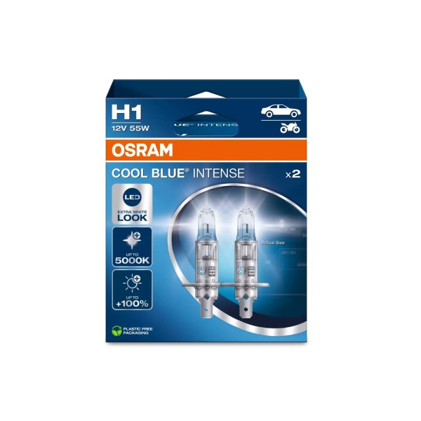 OSRAM COOL BLUE INTENSE NEXT GENERATION autožárovky H1 - bílé světlo 5000 K, 2 ks v balení