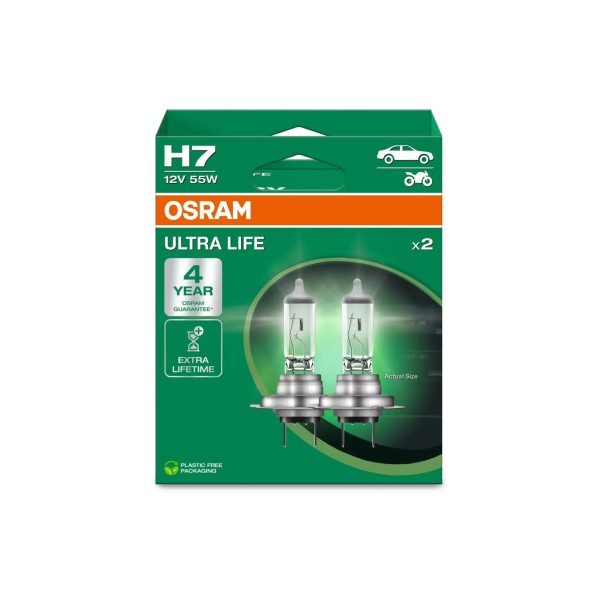OSRAM ULTRA LIFE autožárovky H7 - až 4x delší životnost, 2 ks v balení