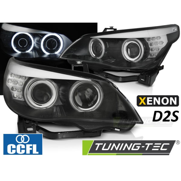 BMW E60/E61 03-04 - přední černá světla D2S s CCFL ANGEL EYES pro xenon