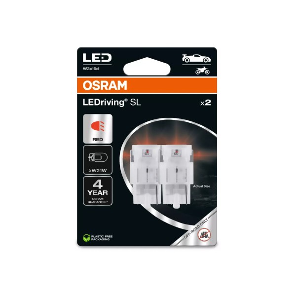 OSRAM LED autožárovky LEDriving SL W21W, červená