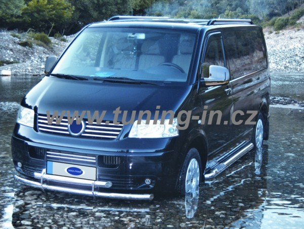 VW Transporter T5 - nerez chrom lišty přední masky OMSA LINE