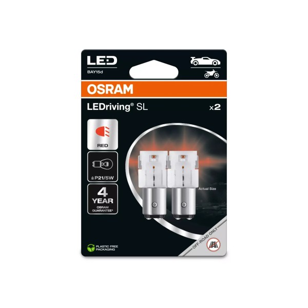 OSRAM LED autožárovky LEDriving SL P21/5W, červená