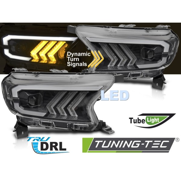 FORD RANGER V 2016-2022 - přední LED světla TUBE černá