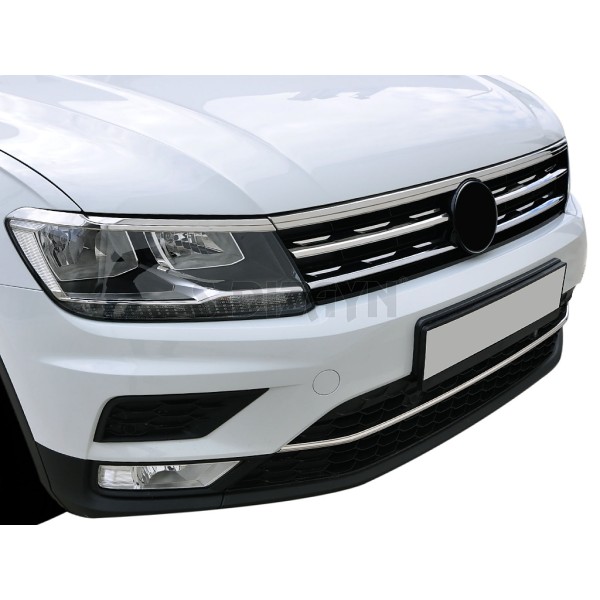 Nerez chrom lišty přední masky a světel Volkswagen Tiguan II