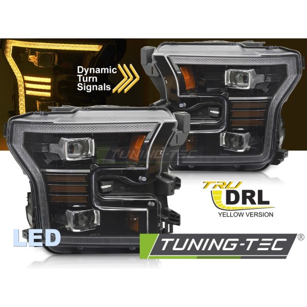 FORD F150 MK13 14-17 - přední světla LED černá DRL