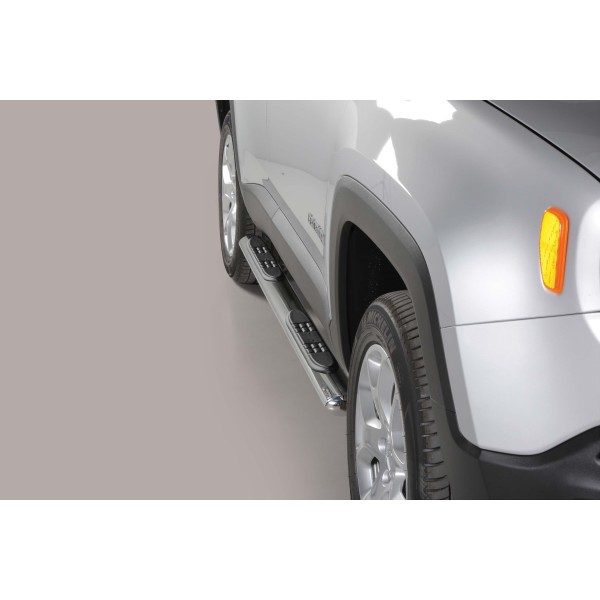  nerezový boční oválný rám - rozměr 95x60mm s černými plastovými stupátky pro Jeep Renegade / Trailhawk, od r.v. 2014-  