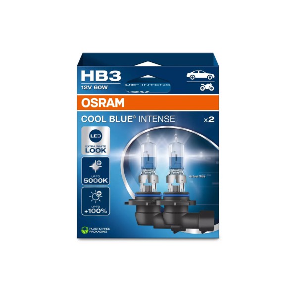 OSRAM COOL BLUE INTENSE NEXT GENERATION autožárovky HB3 - bílé světlo 5000 K, 2 ks v balení
