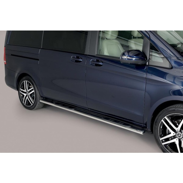  oválné boční nášlapy Misutonida se stupátky pro Mercedes Vito od r.v. 2010- (krátký rozvor - 3200mm) / V Class W447 od r.v. 2014->, nerezové, 95x60mm 
