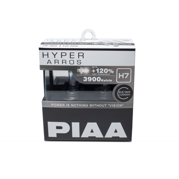 Autožárovky PIAA Hyper Arros 3900K H7 - o 120 procent vyšší svítivost, zvýšený jas
