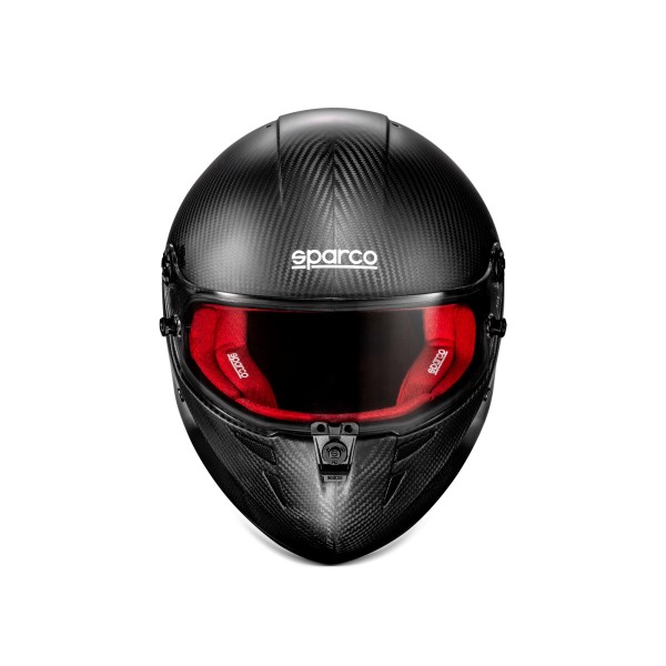 Kartingová karbonová helma Sparco STEALTH Carbon, s homologací FIA, barva černo-červená