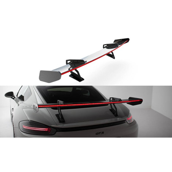 Porsche 718 Cayman 982c / 718 S / 718 GTS / 718 T, karbonové zadní křídlo s LED světlem ver. 2, Maxton Design Carbon Division