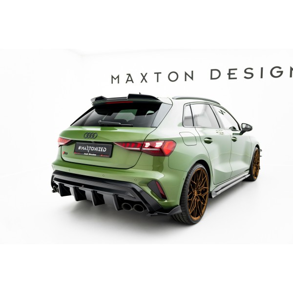 Audi S3 8Y Facelift Sportback, vložka zadního nárazníku s dvojkoncovkou na obou stranách, Maxton design
