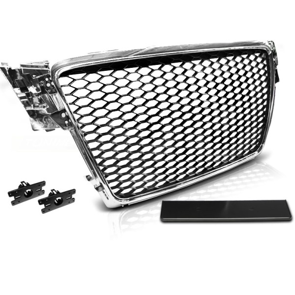 Audi A4 B8 08-11 Přední maska bez znaku chromový rám
