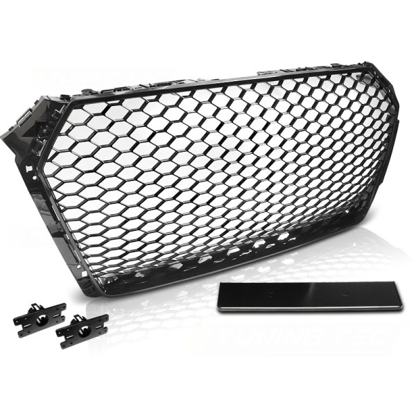 AUDI A4 B9 15-19 GLOSSY BLACK RS-STYL - přední maska