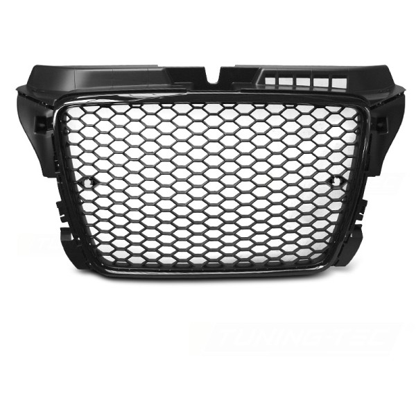 Audi A3 2008-2012 - Přední maska ČERNÁ LESKLÁ s PDC
