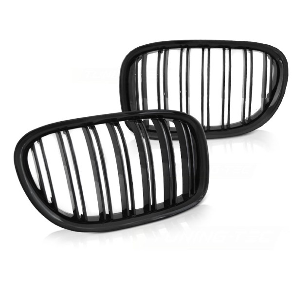 BMW F01 09-07.12 DUBLE BAR GLOSSY BLACK - přední maska