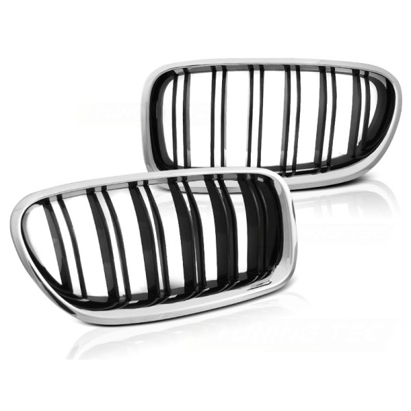 BMW F10 / F11 10-16 M5 LOOK CHROME GLOSY BLACK - přední maska