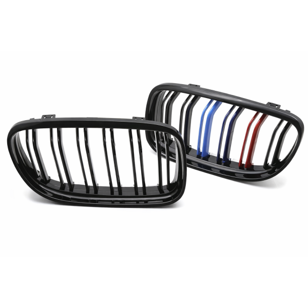 BMW E90/E91 LCI 2009-2011 - Přední maska double bar černá lesklá s trikolórou