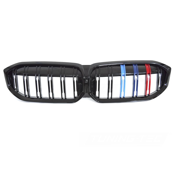 BMW G20/G21 LCI 2022- - Přední maska double bar černá lesklá s trikolórou