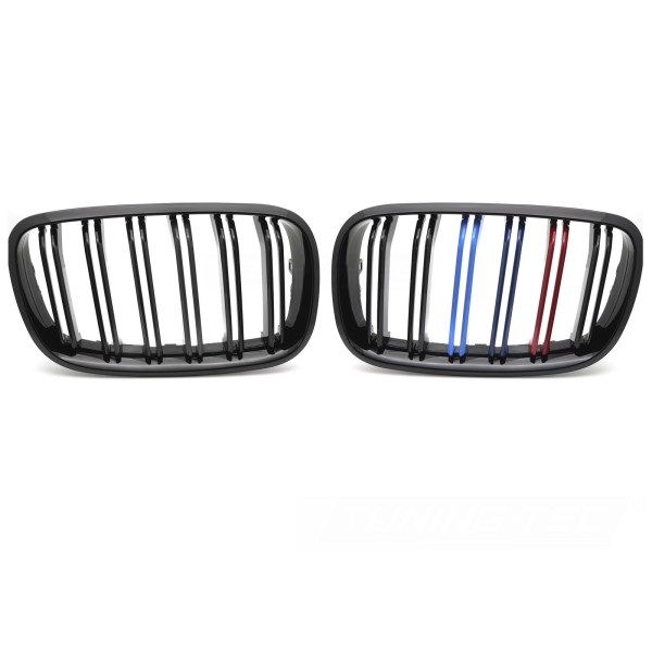 BMW X6 E71 2008-2014 - Přední maska černá lesklá double bar s trikolórou