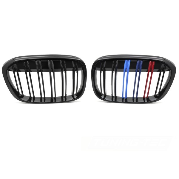 BMW X1 F48 2015-2020 - Přední maska černá lesklá double bar s trikolórou