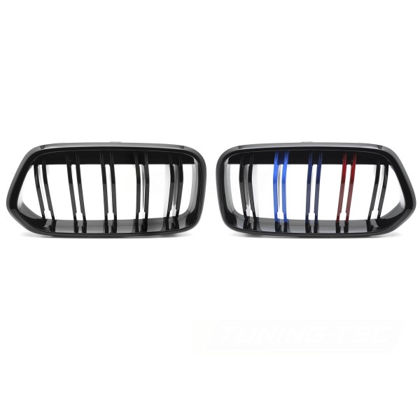 BMW X2 F39 2018-2023 - Přední maska černá lesklá double bar s trikolórou