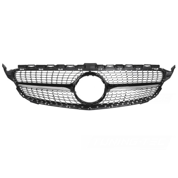 Mercedes třídy C W205/S205 2014-2018 - Přední maska DIAMOND černá s chromem