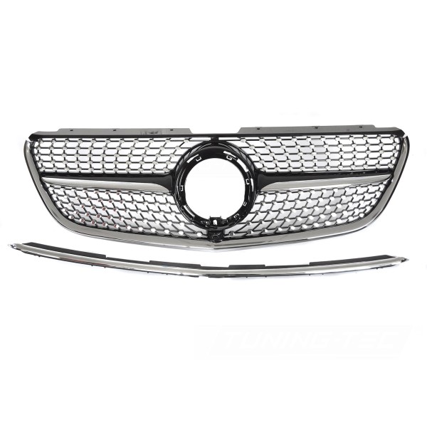 Mercedes Vito W447 2019-2023 - Přední maska DIAMOND STYLE chromová s černým leskem
