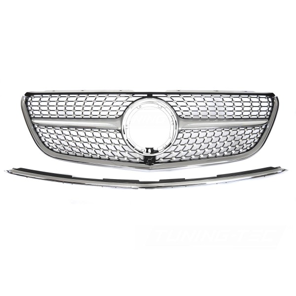 Mercedes V-Class W447 2014-2019 - Přední maska DIAMOND STYLE stříbrná s černým