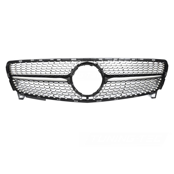 Mercedes W176 2015-2018 - Přední maska DIAMOND STYL černá s chromem
