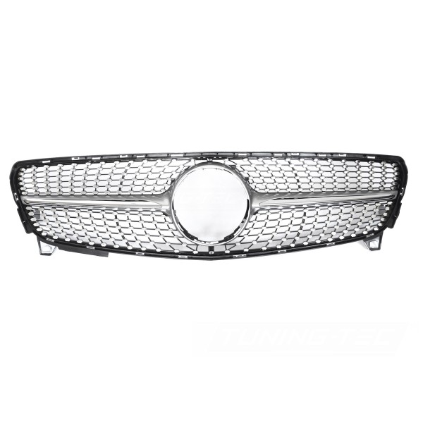 Mercedes W176 2015-2018 - Přední maska DIAMOND STYL stříbrná s chromem