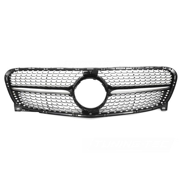 Mercedes GLA X156 2013-2016 - Přední maska DIAMOND STYLE černá lesklá s chromem