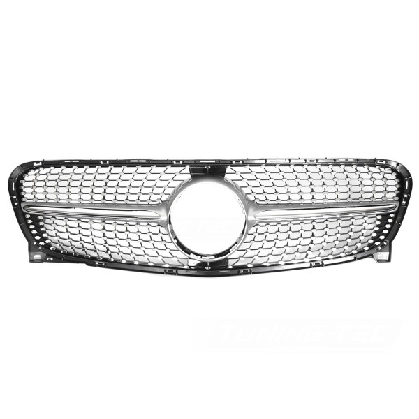 Mercedes GLA X156 2013-2016 - Přední maska DIAMOND STYLE stříbrná s chromem