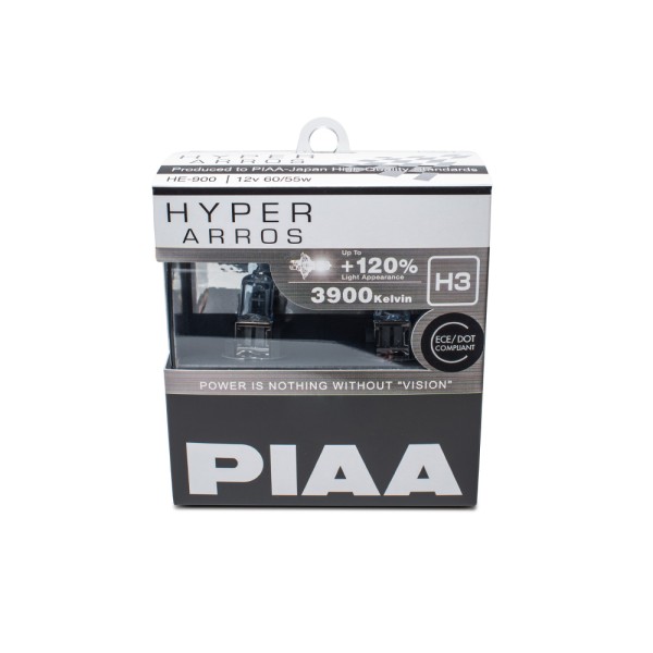 Autožárovky PIAA Hyper Arros 3900K H3 - o 120 % vyšší svítivost, zvýšený jas