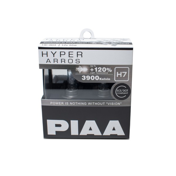 Autožárovky PIAA Hyper Arros 3900K H7 - o 120 % vyšší svítivost, zvýšený jas