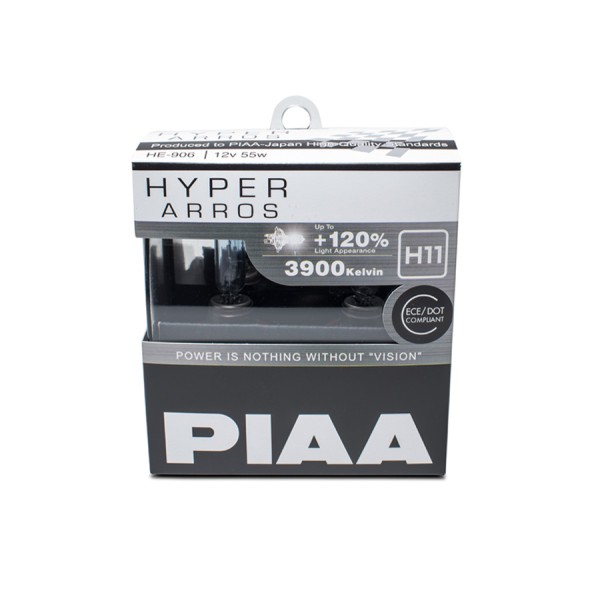 Autožárovky PIAA Hyper Arros 3900K H11 - o 120 % vyšší svítivost, zvýšený jas