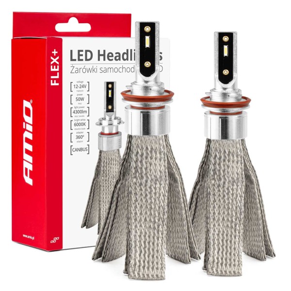 LED žárovky pro hlavní svícení FLEX+ H8/H9/H11/H16 6000K 12V 24V Canbus