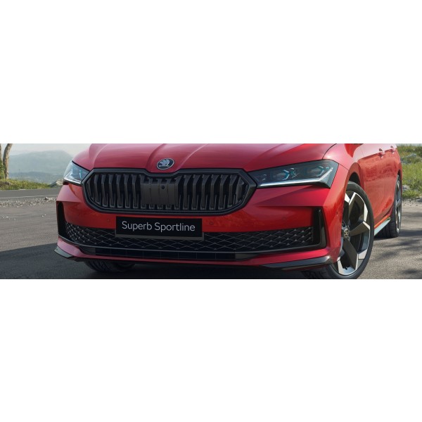 Škoda Superb IV - Boční spoilery pod přední nárazník GLOSSY BLACK SPORTLINE